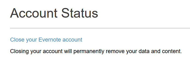 Evernote account status